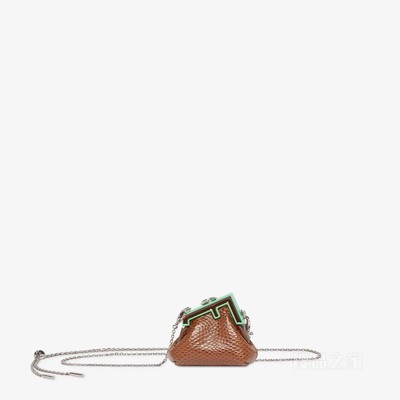 Pico Fendi First手袋 棕色水蛇皮吊饰