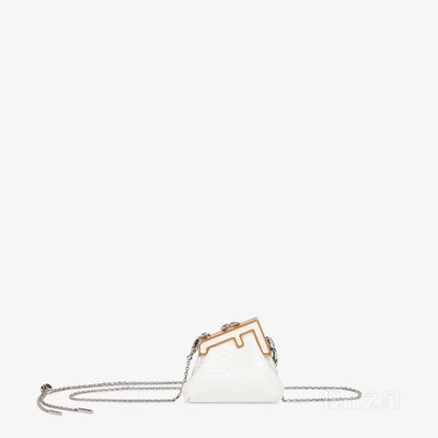 Pico Fendi First手袋 白色水蛇皮吊饰