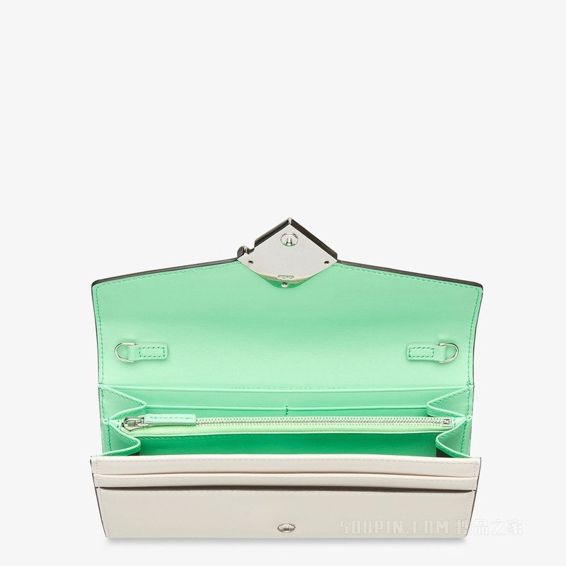 FF Diamonds链条长款皮夹 白色和绿色双色皮夹