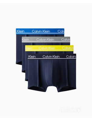 Calvin Klein 23春季新款男士四条装LOGO腰边弹力轻薄平角内裤NP2446O