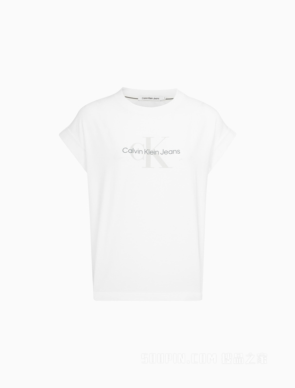 Calvin Klein 23春季新款女士时尚层叠LOGO透气圆领短袖T恤J221213
