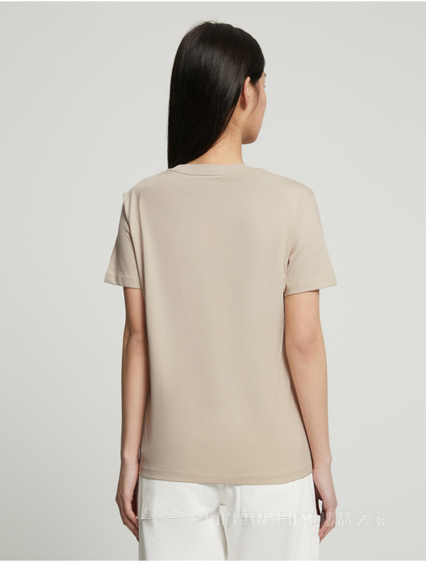 Calvin Klein 23春季新款女士时尚交叠LOGO纯棉透气圆领短袖T恤J218885
