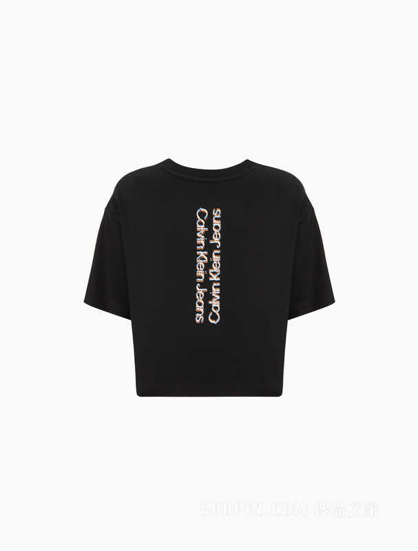 Calvin Klein 23春季新款女士时尚重影LOGO印花纯棉圆领短袖T恤J221110