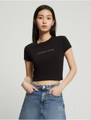 Calvin Klein 23春季新款女士时尚经典印花LOGO百搭圆领短袖T恤J221172