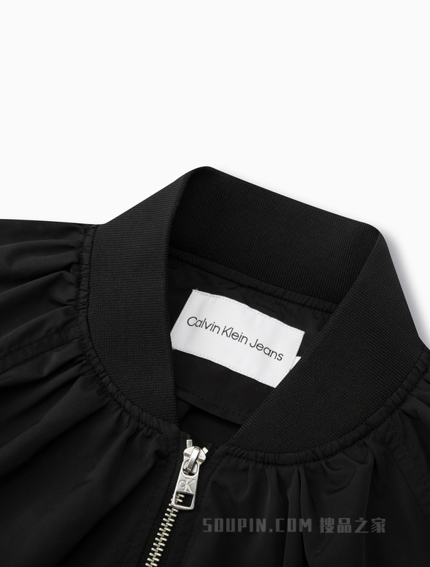 Calvin Klein 23春季新款女士休闲简约浮雕LOGO棒球服单夹克J221118