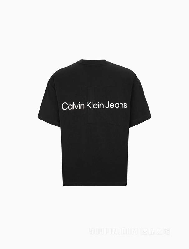 Calvin Klein 23春季新款男女情侣中性休闲纯棉叠印LOGO短袖T恤J400280