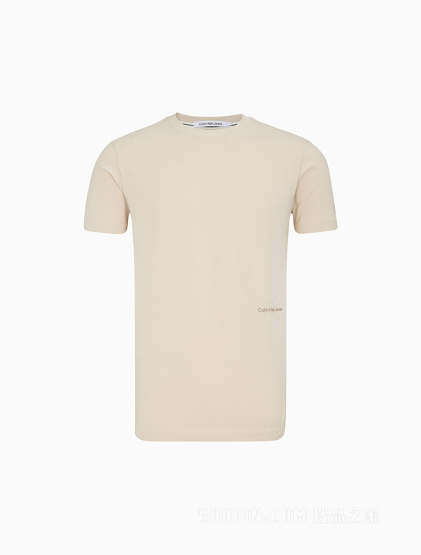 Calvin Klein 23春季新款男士经典交叠LOGO透气圆领修身短袖T恤J324127