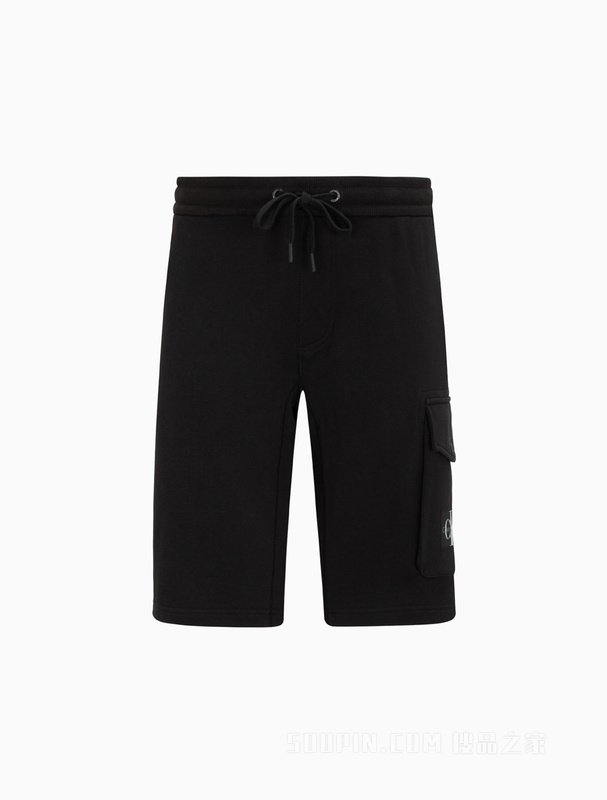 Calvin Klein 23春季新款男士简约LOGO布标抽绳腰纯棉休闲短裤J323536