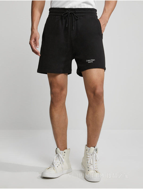 Calvin Klein 23春季新款男士时尚简约LOGO抽绳腰纯棉休闲短裤J323391