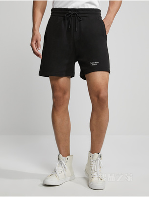 Calvin Klein 23春季新款男士时尚简约LOGO抽绳腰纯棉休闲短裤J323391