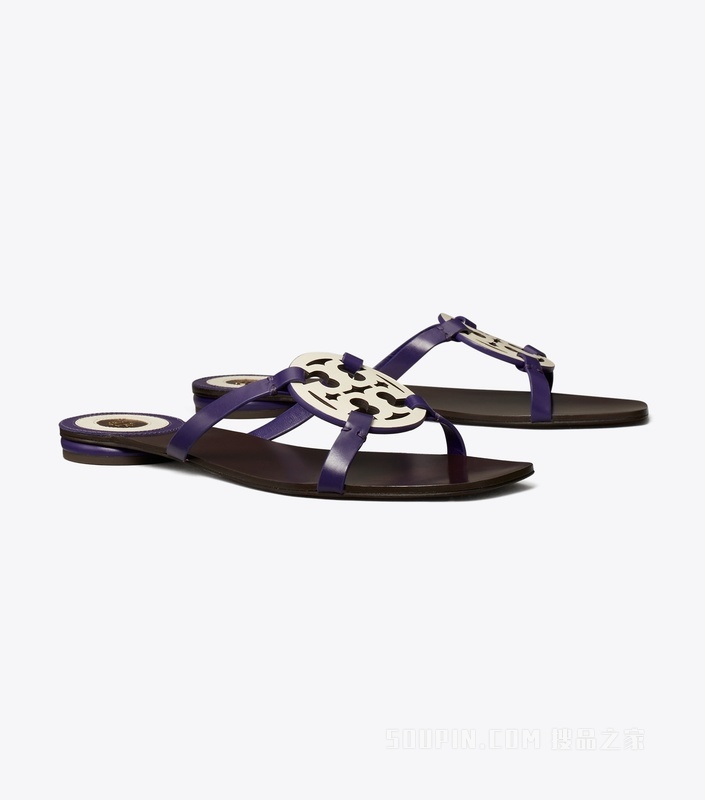 Miller 拖鞋 浅奶油白/深紫色