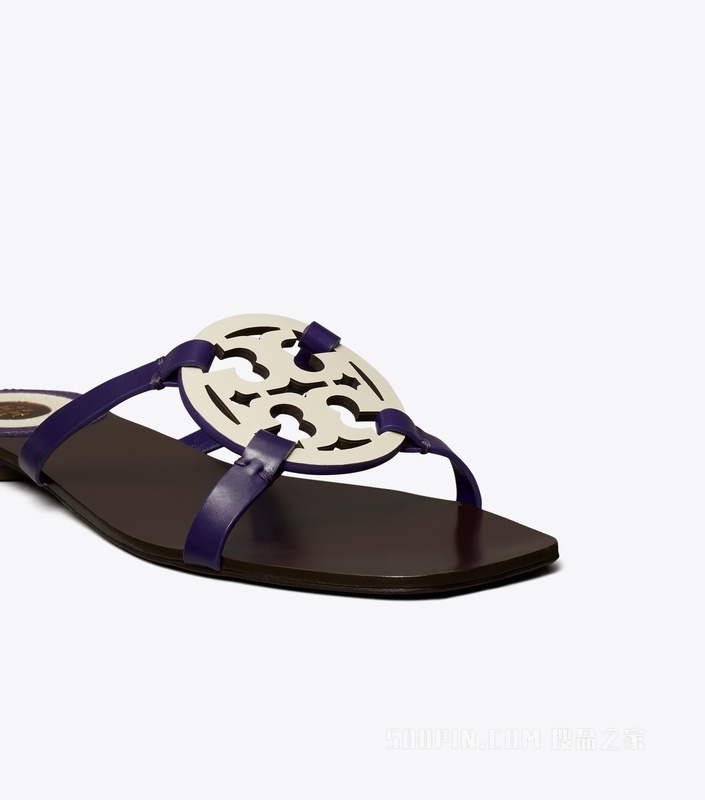 Miller 拖鞋 浅奶油白/深紫色