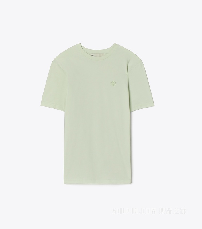 Logo 刺绣 T 恤 浅露珠蓝
