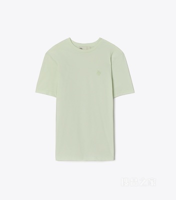 Logo 刺绣 T 恤 浅露珠蓝