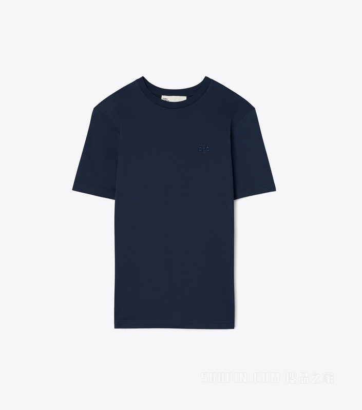 Logo 刺绣 T 恤 Tory 海军蓝