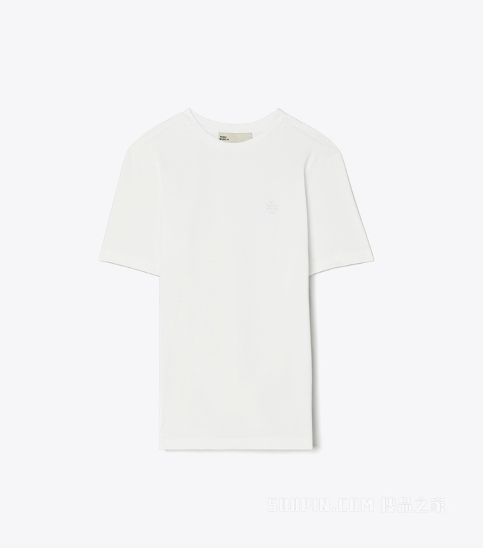Logo 刺绣 T 恤 白色