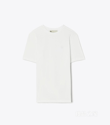 Logo 刺绣 T 恤 白色