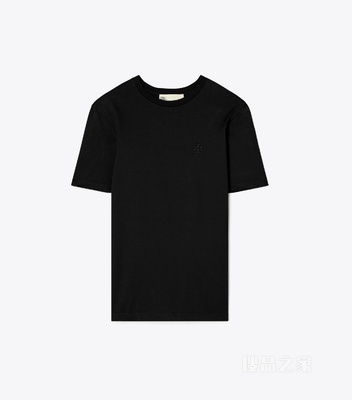 Logo 刺绣 T 恤 黑色