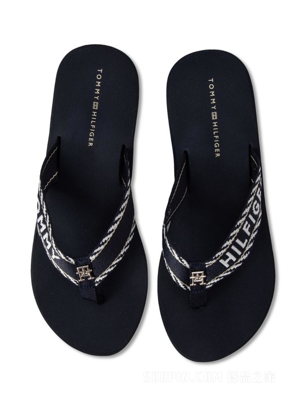 23新款春夏女装时尚LOGO织带拼色厚底增高人字拖凉拖07149