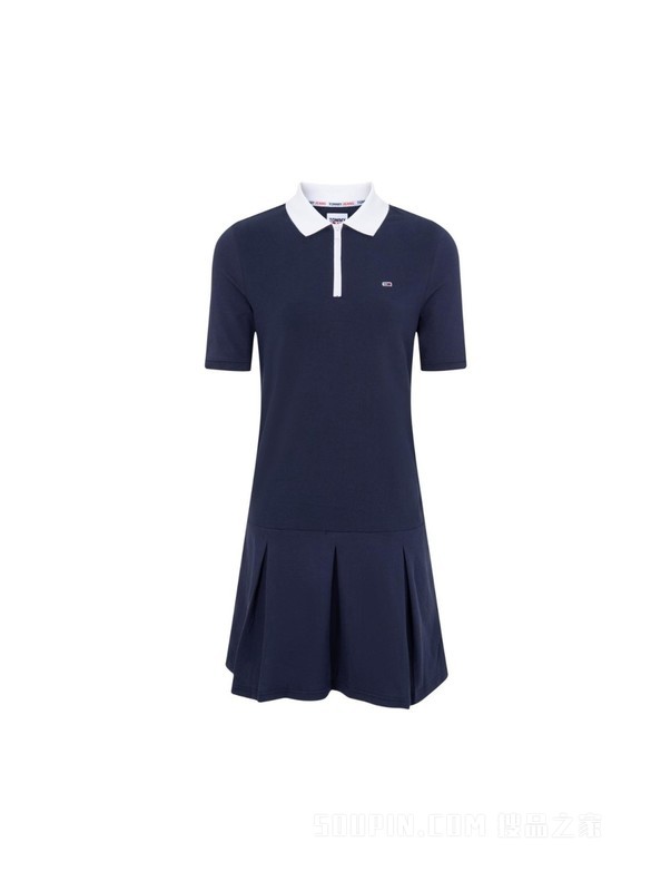 23新款春季女装街潮小绣标拉链半襟翻领连衣裙DW0DW15565