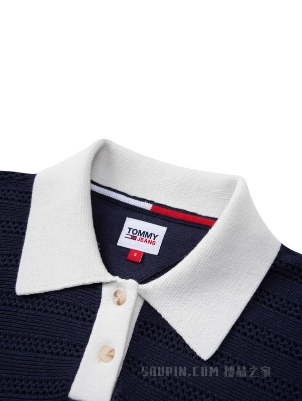 23新款春季女装复古镂空小绣标短款POLO针织衫DW0DW15560