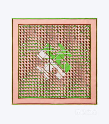 提篮编织 Logo 桑蚕丝方巾 粉色