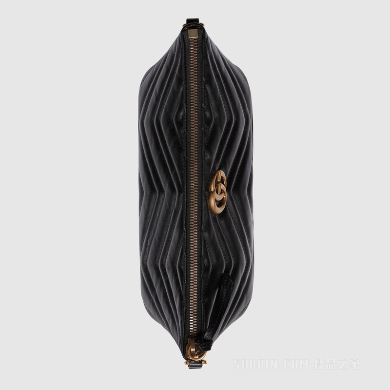 GG Marmont系列绗缝肩背包 黑色皮革