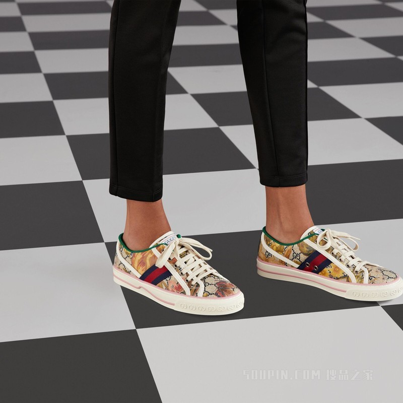 Gucci Tennis 1977系列女士运动鞋 多色GG Supreme花卉帆布