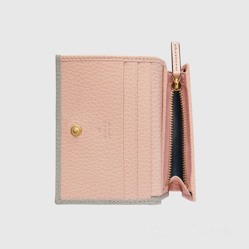 GG Marmont系列卡包 浅灰色皮革
