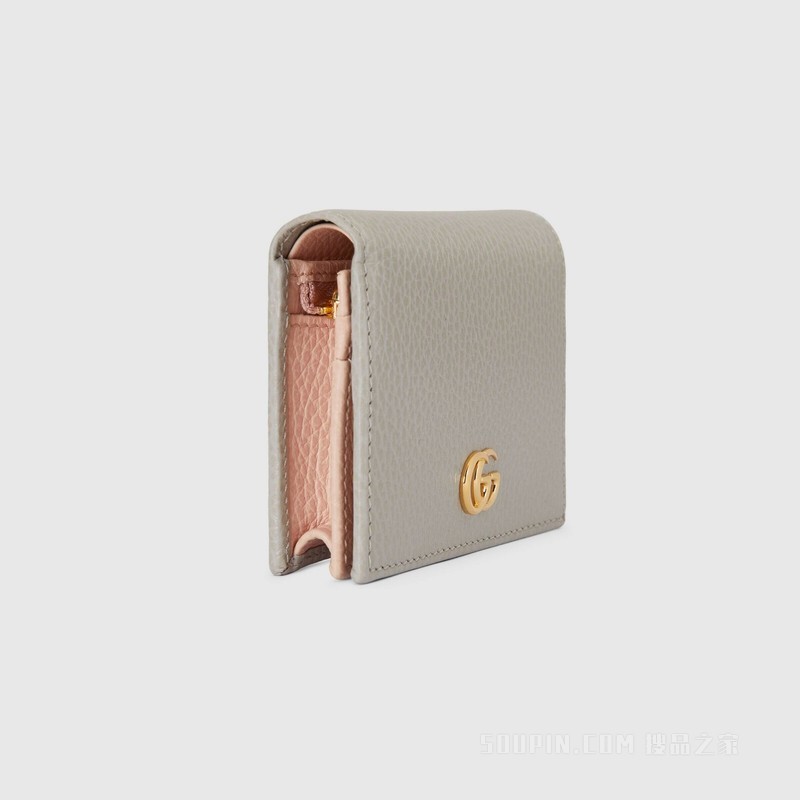 GG Marmont系列卡包 浅灰色皮革