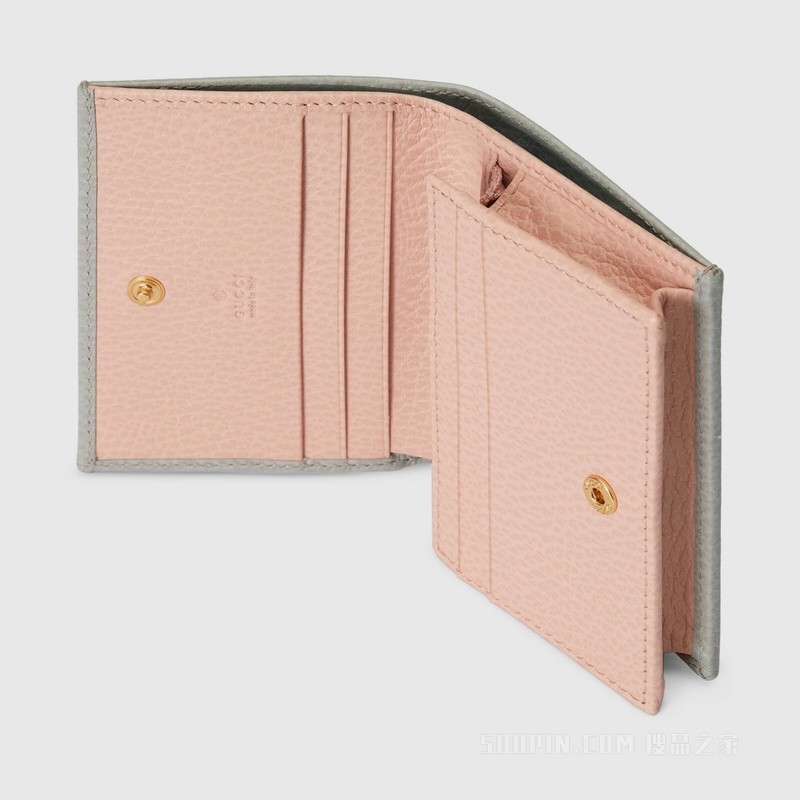 GG Marmont系列卡包 浅灰色皮革