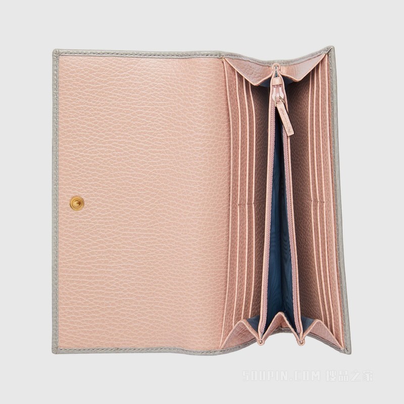 GG Marmont系列长款钱包 浅灰色皮革