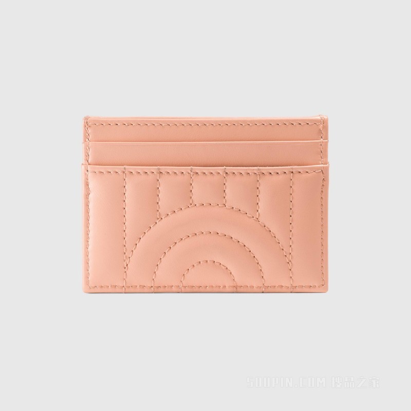GG Marmont系列绗缝卡片夹 蜜桃色皮革