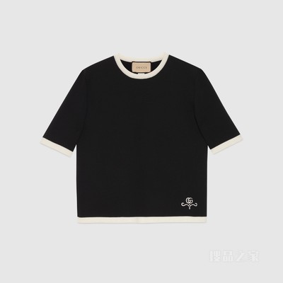 GG珠地棉提花羊毛上衣 黑色