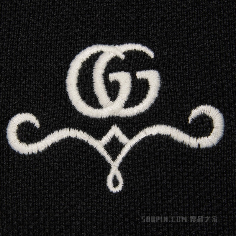 GG珠地棉提花羊毛上衣 黑色