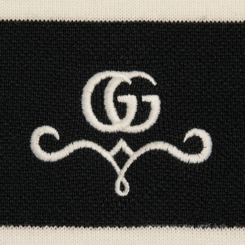 羊毛GG珠地棉提花Polo裙 黑色