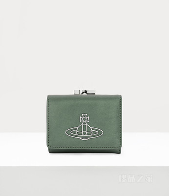 Pearlised Leather Thin Line Orb Small Frame Wallet