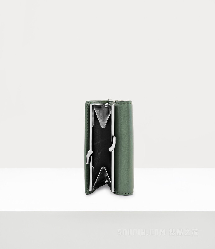 Pearlised Leather Thin Line Orb Small Frame Wallet