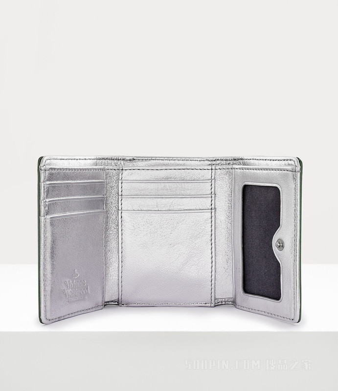Pearlised Leather Thin Line Orb Small Frame Wallet