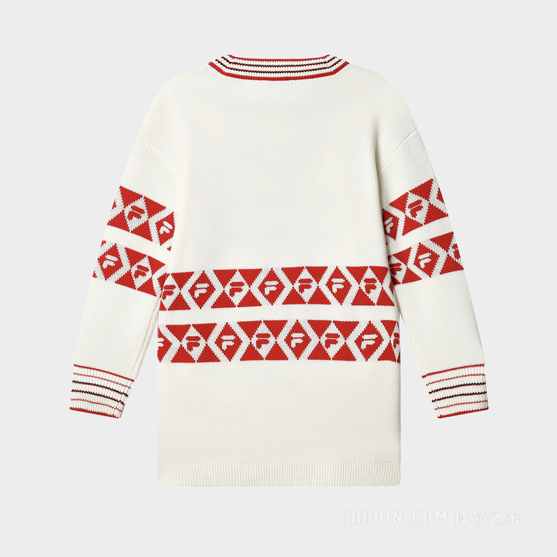 女子经典商务宽松休闲V领编织开衫