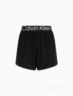 Calvin Klein 23春季新款女士醒目LOGO提花织带松紧腰休闲短裤4WS3S802