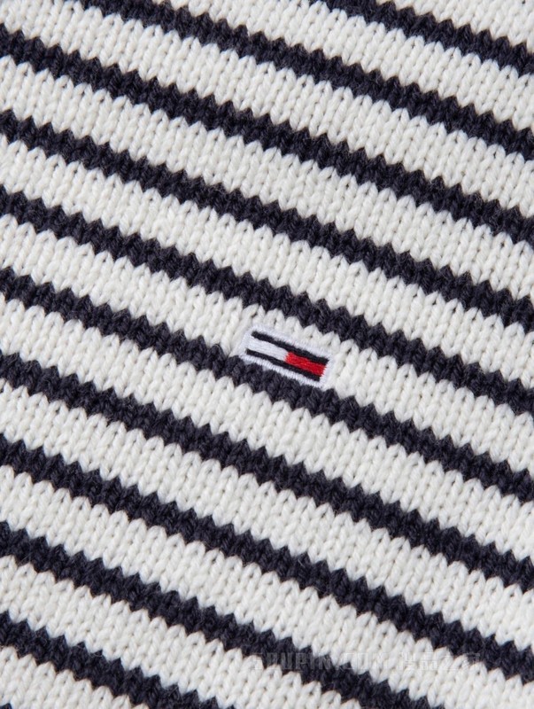 23新款春季女装条纹小绣标POLO翻领V领短针织衫DW0DW15561