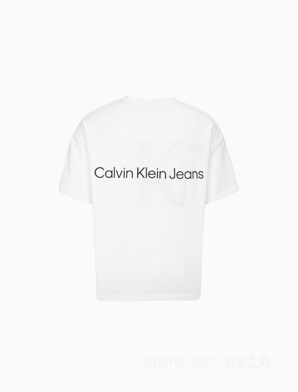 Calvin Klein 23春季新款男女情侣中性重磅纯棉叠印LOGO短袖T恤J400280