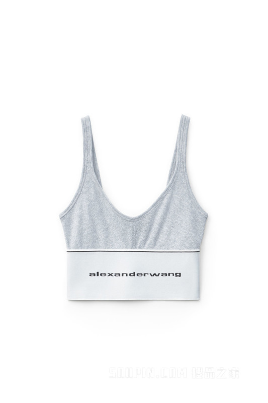 徽标装饰罗纹针织弹力文胸