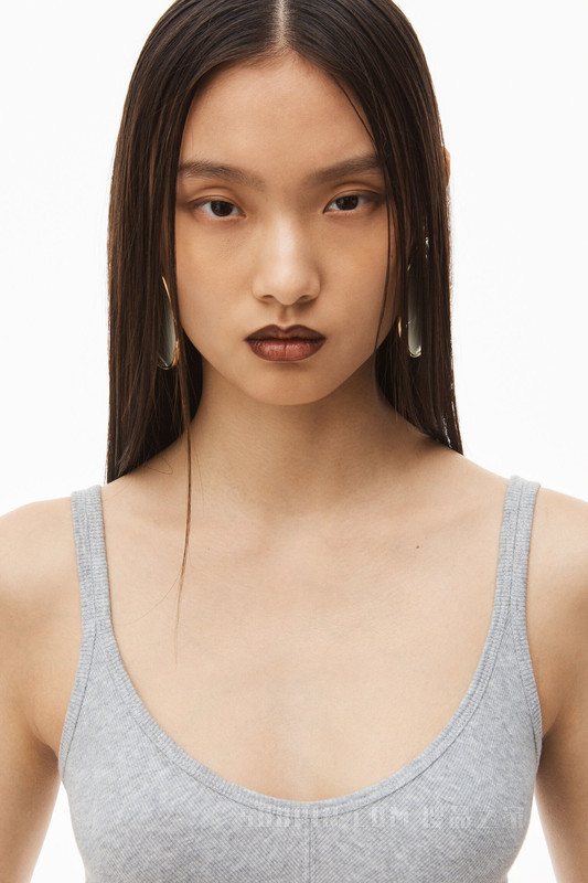 徽标装饰罗纹针织弹力文胸