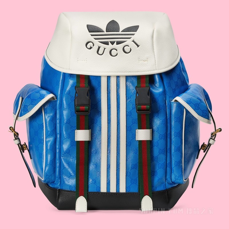 adidas x Gucci联名系列背包 蓝色水晶帆布