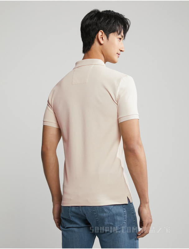 Calvin Klein 23春季男士商务休闲刺绣方标翻领修身短袖POLO衫J324246