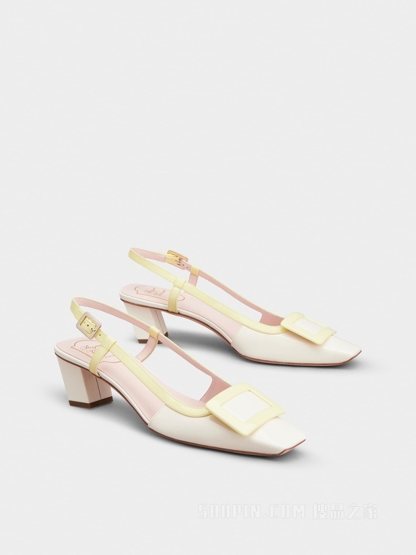 Belle Vivier包扣漆皮后袢带高跟鞋 彩色