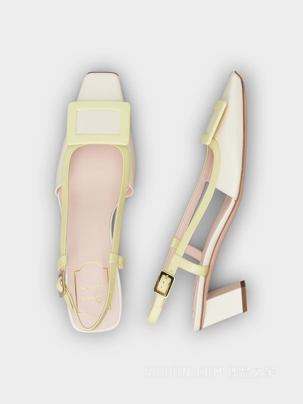 Belle Vivier包扣漆皮后袢带高跟鞋 彩色