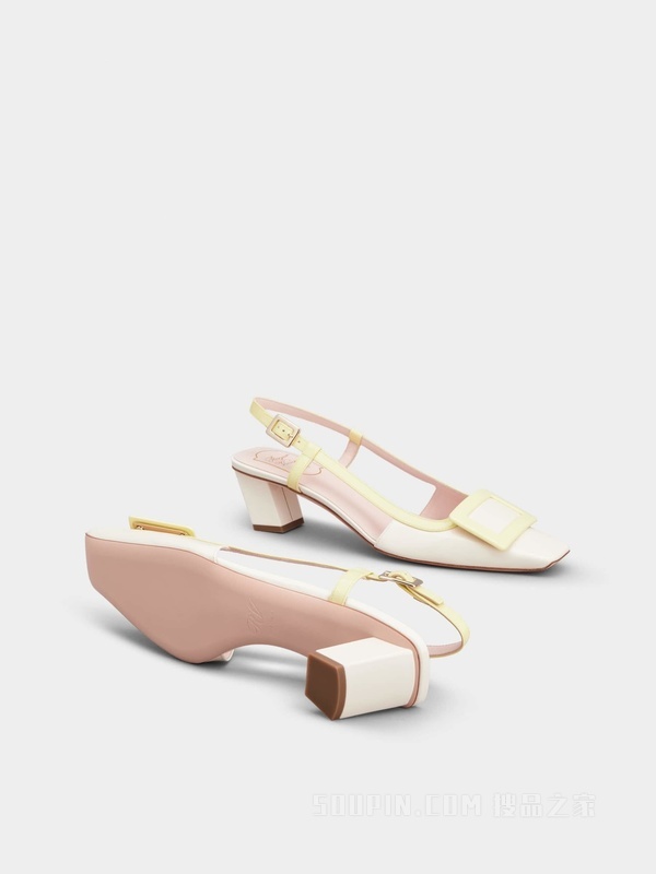 Belle Vivier包扣漆皮后袢带高跟鞋 彩色